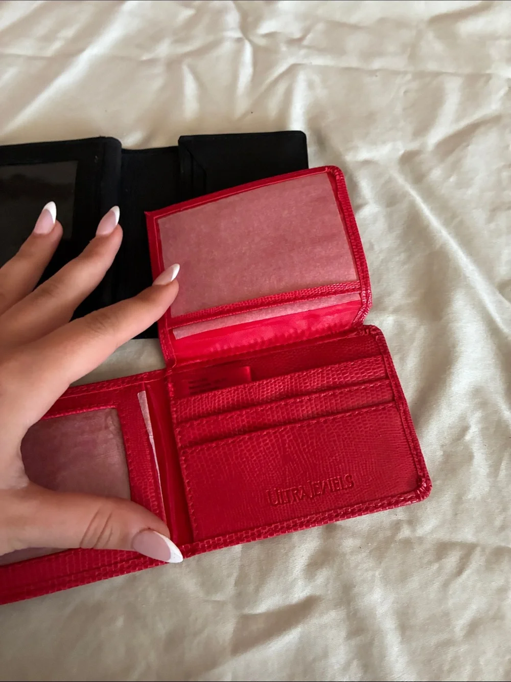 Two Red and Black Slim leather Wallet Card Holder